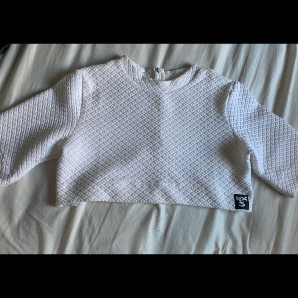 White crop top, back zip